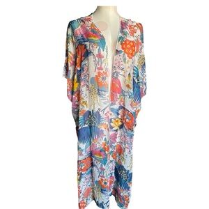 Bright floral Robe Swim Coverup - Plus Size- 3x